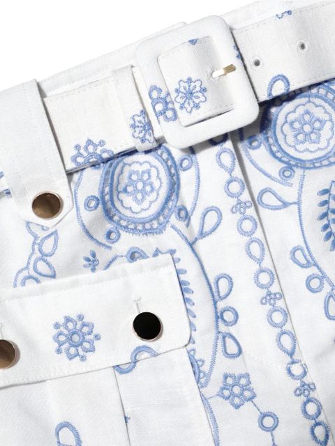 Self-Portrait paisley-print skorts - White