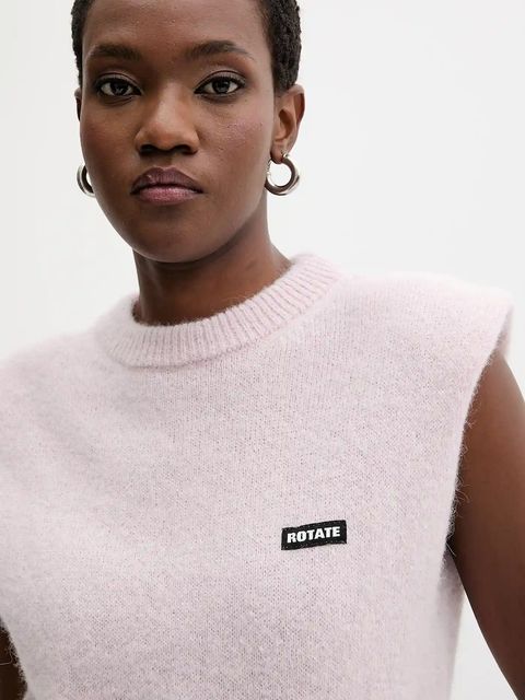 Rotate kamizelka z wełną damski kolor różowy lekki 114280191