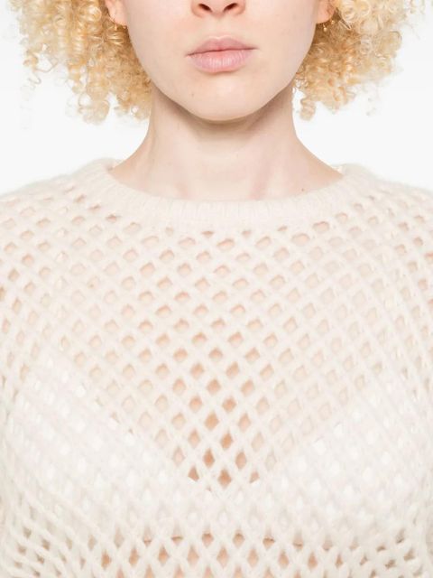 Max Mara open-knit long-sleeve sweater - White