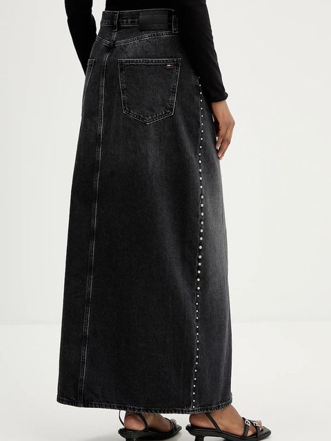 Tommy Jeans spódnica jeansowa kolor czarny maxi prosta DW0DW21576