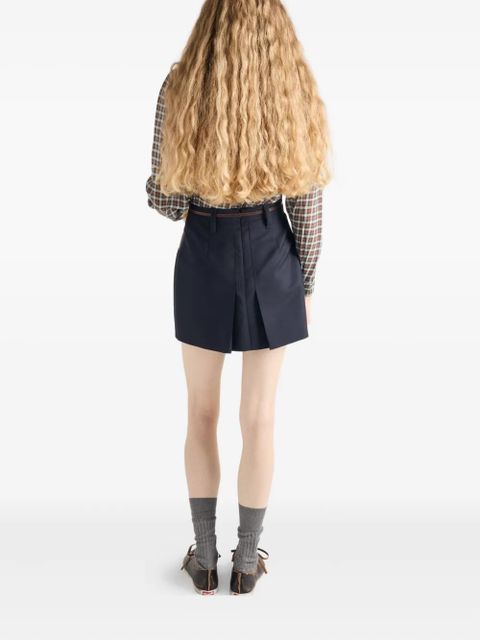 Prada leather-pocket pleated mini skirt - Blue - zdjęcie produktu nr 2