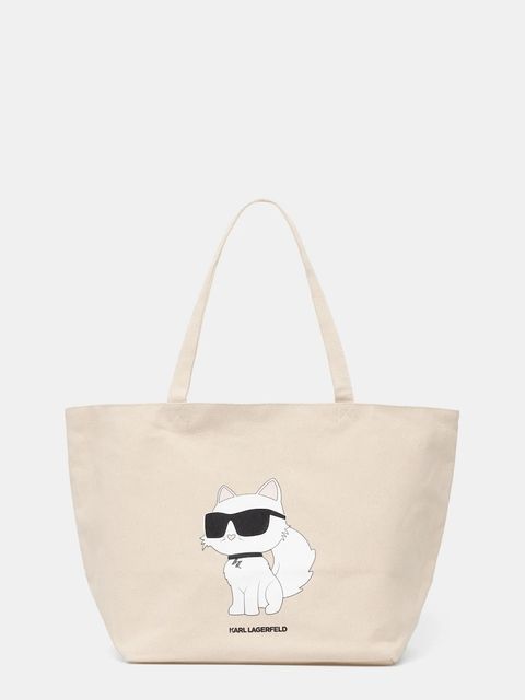 Karl Lagerfeld torebka bawełniana IKON kolor beżowy A1W50022 - zdjęcie produktu nr 1