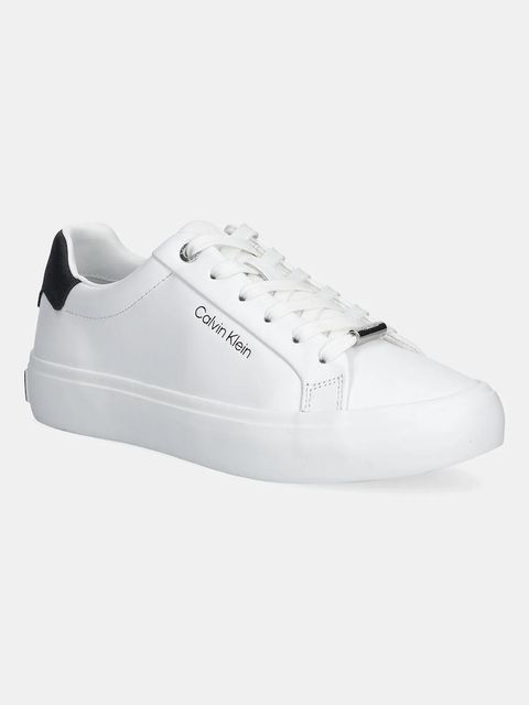 Calvin Klein sneakersy skórzane VULC LACE UP LTH/MOIRE BT damskie kolor biały HW0HW02747 - zdjęcie produktu nr 1