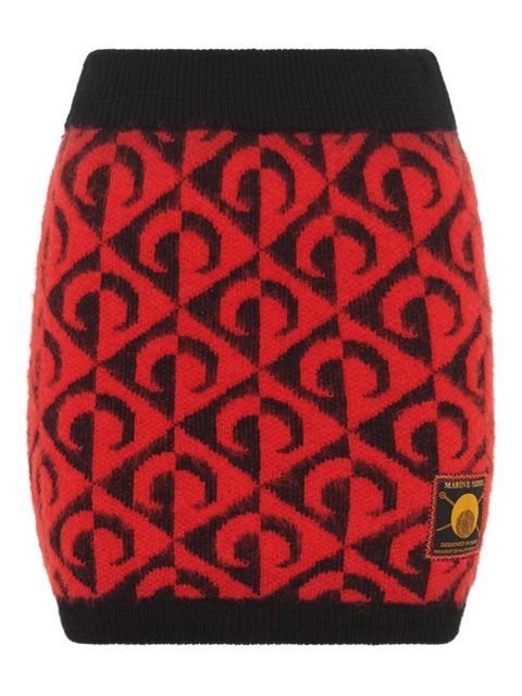 Marine Serre Moon lozenge-knit miniskirt - Red - zdjęcie produktu nr 1