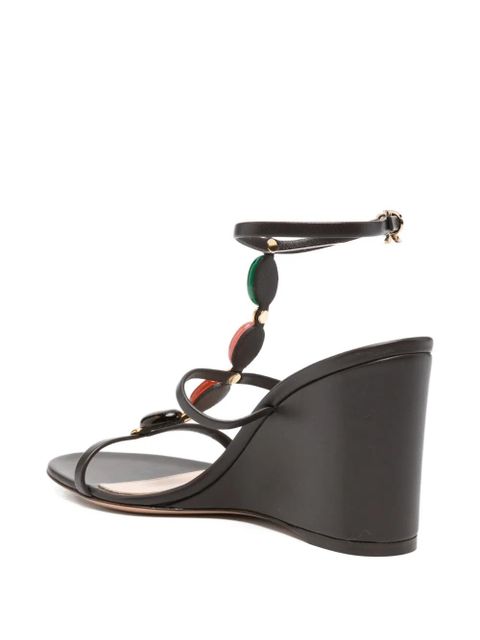 Gianvito Rossi Shanti stone-embellished wedge sandals - Brown