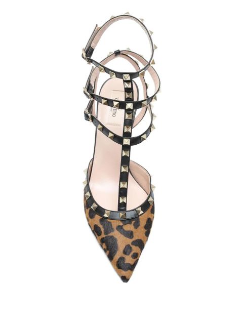 Valentino Garavani Rockstud animal-print heeled sandals - Brown - zdjęcie produktu nr 2