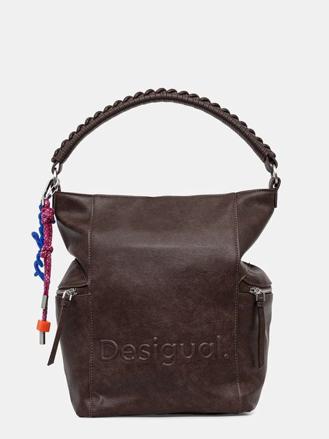 Desigual torebka HALF LOGO ARICA kolor brązowy 25WAKP29 - zdjęcie produktu nr 1