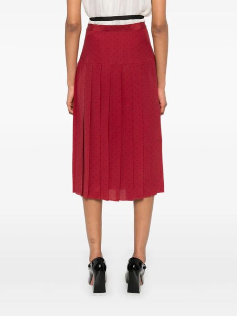 Alessandra Rich polka-dot midi skirt - Red