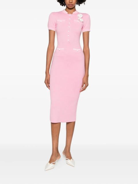 Self-Portrait floral-appliqué midi dress - Pink