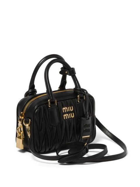 Miu Miu logo-plaque matelassé leather mini bag - Black