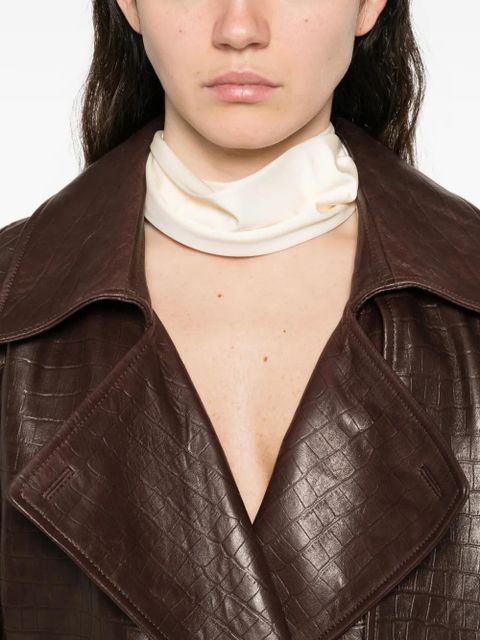 Nour Hammour Haiti Croco belted leather jacket - Brown