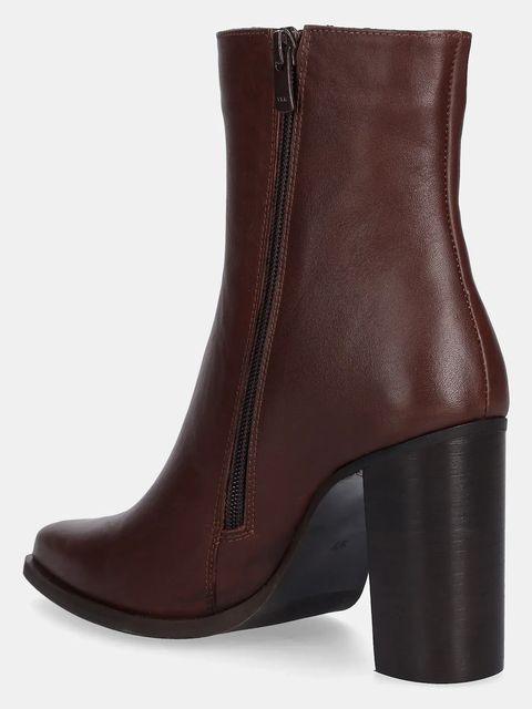 Answear.LAB botki skórzane kolor brązowy na słupku