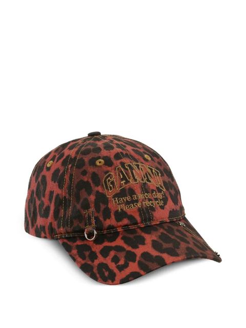 GANNI leopard-print cap - Red - zdjęcie produktu nr 1