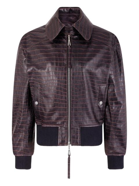 Rabanne crocodile effect leather bomber jacket - Brown - zdjęcie produktu nr 1
