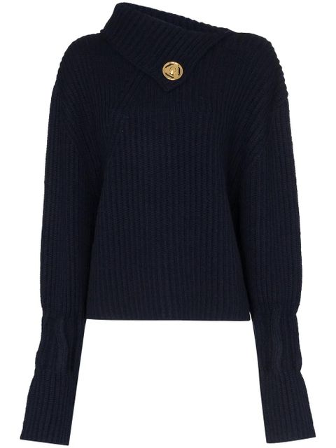 JW Anderson foldover-neck ribbed sweater - Blue - zdjęcie produktu nr 1