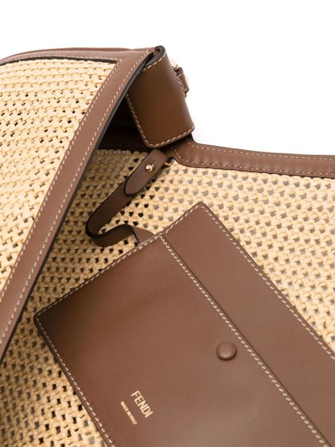 FENDI Baguette macramé-detail shoulder bag - Neutrals