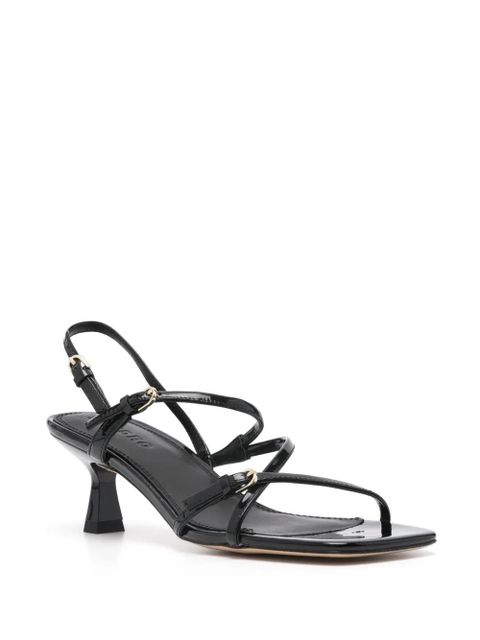SANDRO 60mm square-toe patent-leather sandals - Black