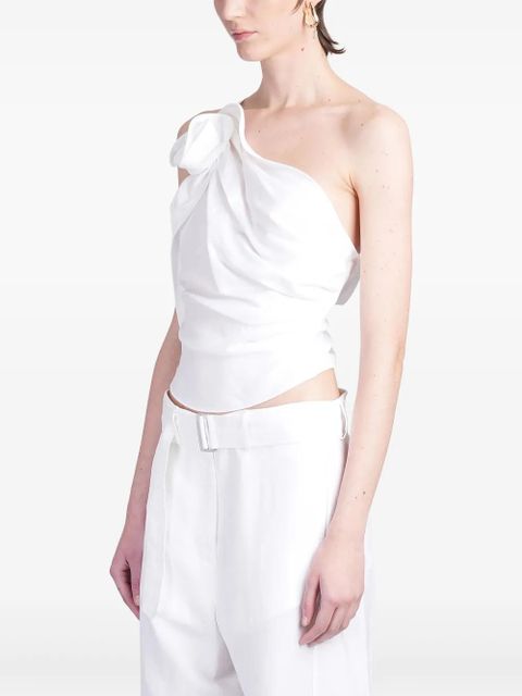 Magda Butrym one-shoulder draped top - White