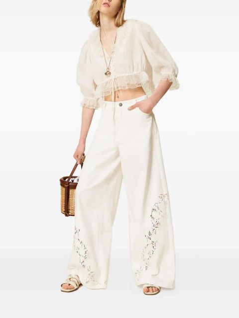 TWINSET floral-lace wide-leg jeans - White - zdjęcie produktu nr 2