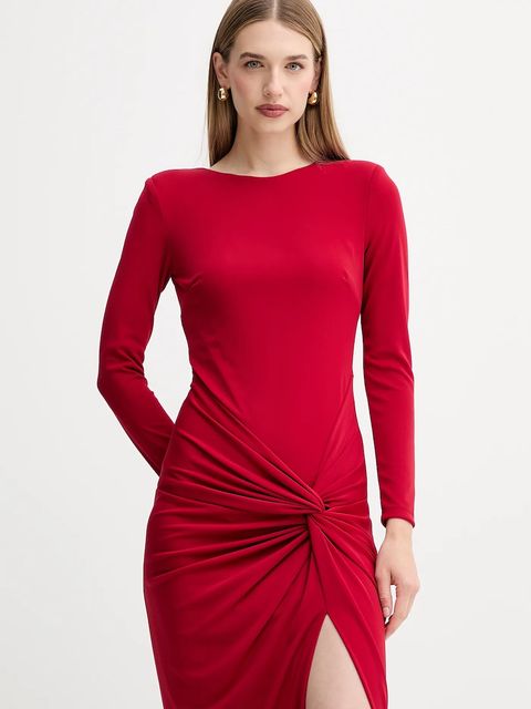 Fracomina sukienka kolor czerwony maxi dopasowana FQ25WD3006W62601