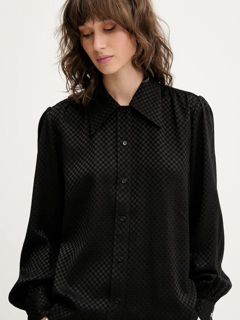 HUGO koszula damska kolor czarny regular z kołnierzykiem klasycznym 50543359