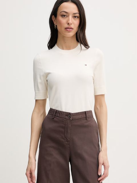 Tommy Hilfiger T-shirt swetrowy damski z bawełną - zdjęcie produktu nr 1