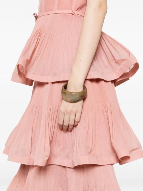 ZIMMERMANN tiered pleated midi dress - Pink