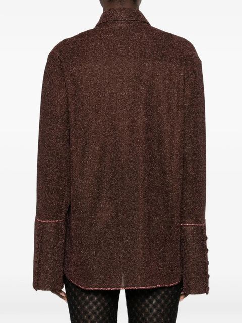 Oséree Lumière button trim shirt - Brown