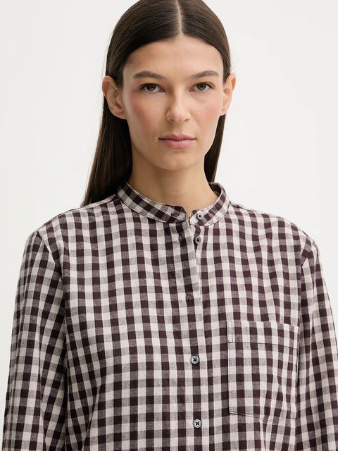 Marc O'Polo koszula bawełniana damska kolor brązowy regular 511111042519