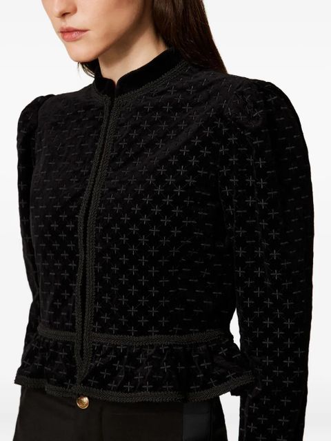 TWINSET embroidered velvet jacket - Black