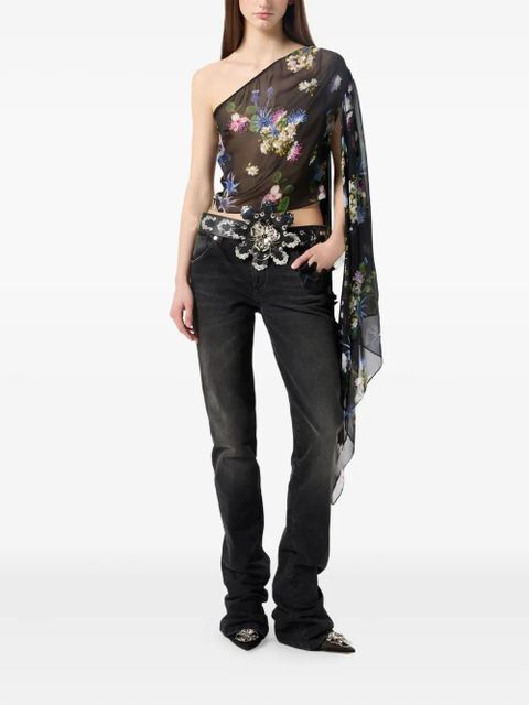 Blumarine butterfly-embellished flared jeans - Black