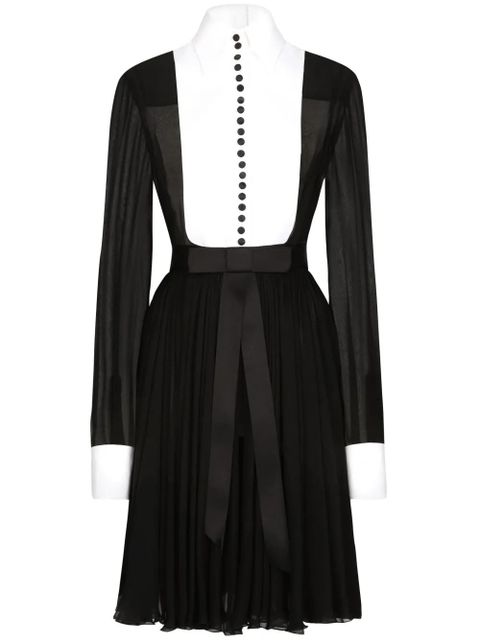Dolce & Gabbana bib-collar silk-blend shirtdress - Black - zdjęcie produktu nr 1