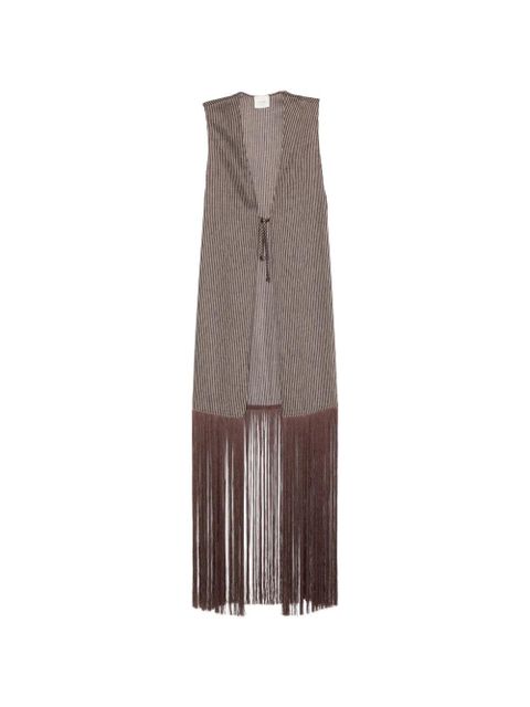 Alysi striped fringe-detail waistcoat - Brown - zdjęcie produktu nr 1