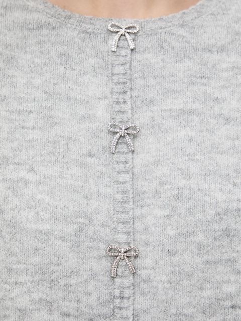 Medicine kardigan z domieszką wełny damski kolor szary lekki