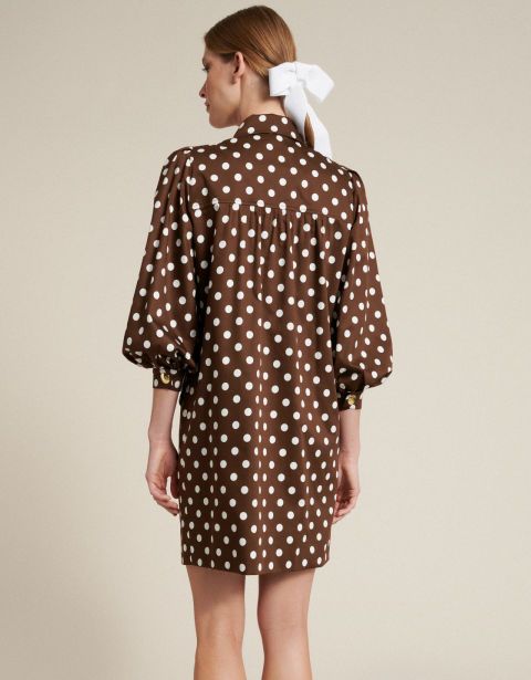 LUISA SPAGNOLI - Brązowa sukienka mini w grochy Pin - zdjęcie produktu nr 1