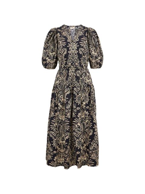 Ulla Johnson Harriet puff-sleeve floral midi dress - Black - zdjęcie produktu nr 1