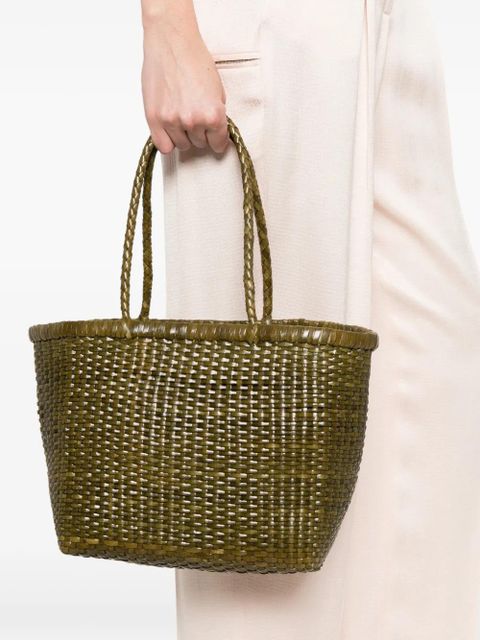 DRAGON DIFFUSION small Grace Basket woven tote bag - Green