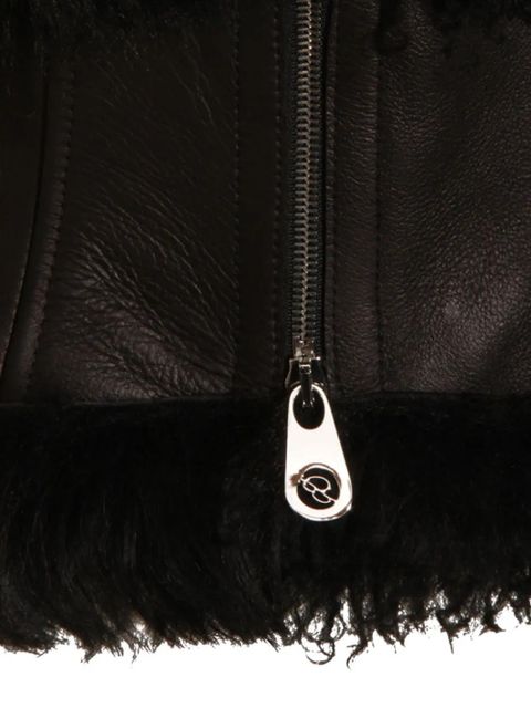 Blumarine leather-detail fleece jacket - Black - zdjęcie produktu nr 2