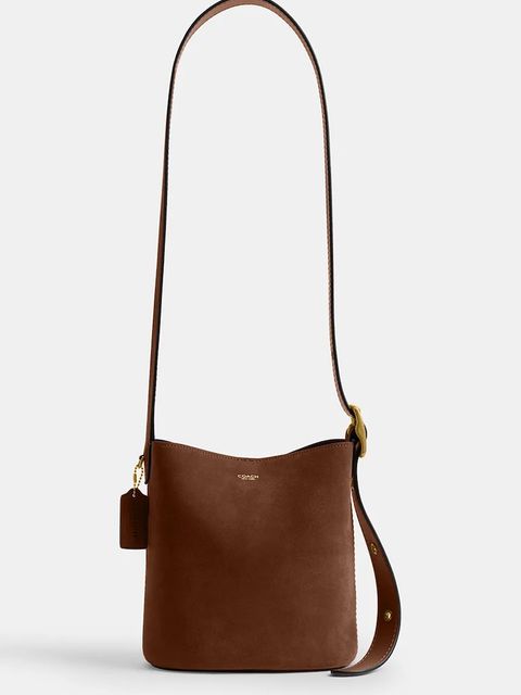 Coach torebka zamszowa Suede Bleecker Bucket 21 kolor brązowy CCW84 - zdjęcie produktu nr 1