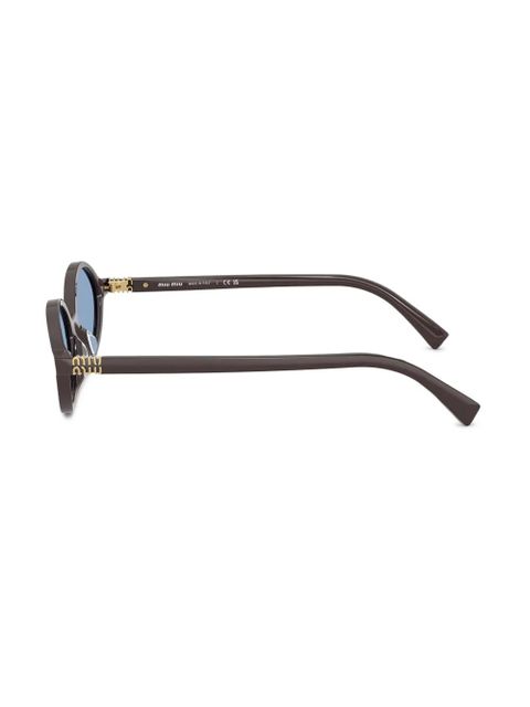 Miu Miu Eyewear logo-plaque oval sunglasses - Brown