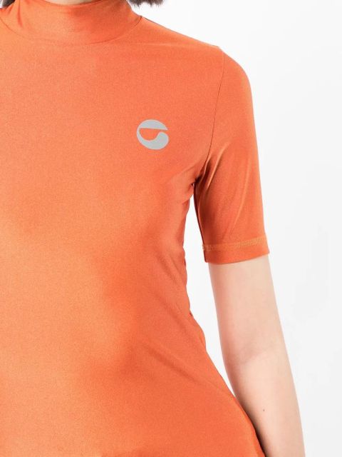 Coperni logo-print mock-neck T-shirt - Orange