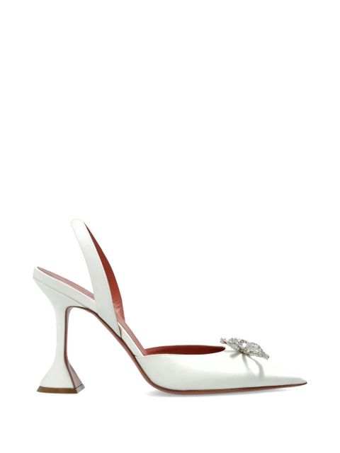 Amina Muaddi Rosie crystal bow sling pumps - White - zdjęcie produktu nr 1