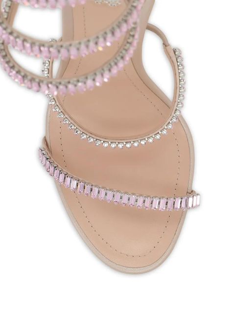 René Caovilla crystal-embellished spiral leather sandals - Neutrals