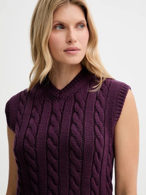 Bally kamizelka wełniana damski kolor fioletowy ciepły WKN0AN