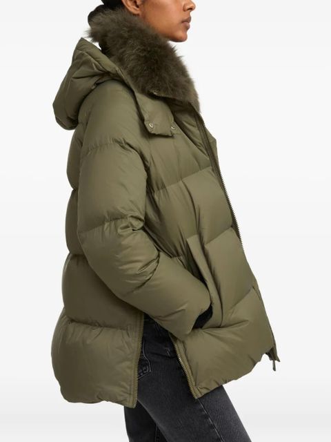 Yves Salomon lambswool-collar down jacket - Green - zdjęcie produktu nr 2