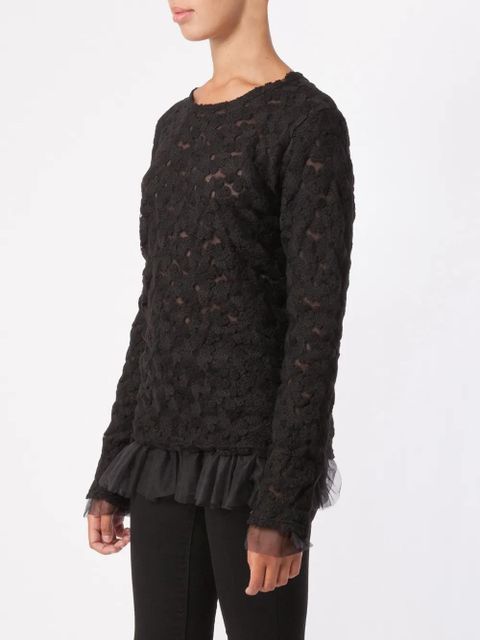 Comme Des Garçons tulle layer flower knit sweater - Black