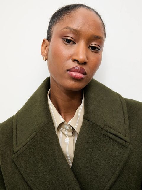 Answear Lab płaszcz wełniany kolor zielony przejściowy dwurzędowy