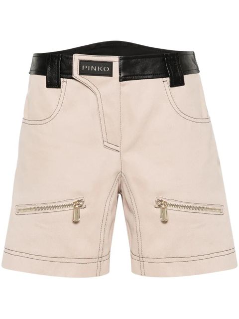 PINKO Scilla panelled-leather shorts - Neutrals - zdjęcie produktu nr 1