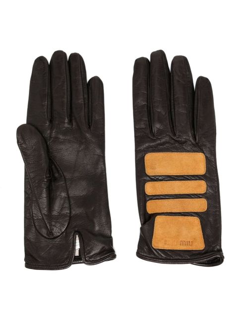 Miu Miu patchwork design gloves - Brown - zdjęcie produktu nr 1