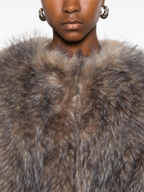 Maje long-sleeved faux-fur coat - Grey